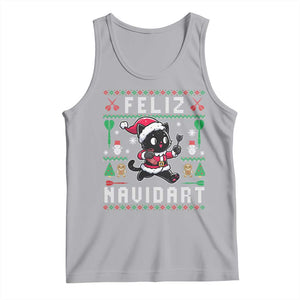 Santa Cat Feliz Navidart Tank Top Funny Dartist Ugly Christmas Gift TS12 Athletic Heather Print Your Wear