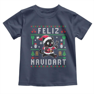Santa Cat Feliz Navidart Toddler T Shirt Funny Dartist Ugly Christmas Gift TS12 Navy Print Your Wear