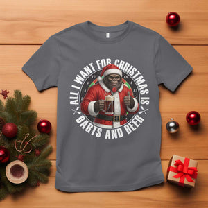 Funny Santa Bigfoot Dartist Beer Lover T Shirt Merry Dartsmas Christmas Gift TS12 Charcoal Print Your Wear