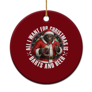 Funny Santa Bigfoot Dartist Beer Lover Ceramic Ornament Merry Dartsmas Christmas Gift TS12 1pc Red Print Your Wear