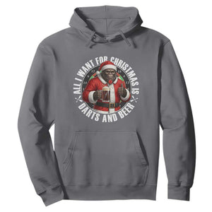 Funny Santa Bigfoot Dartist Beer Lover Hoodie Merry Dartsmas Christmas Gift TS12 Charcoal Print Your Wear