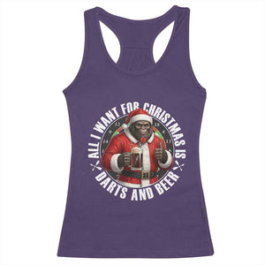 Funny Santa Bigfoot Dartist Beer Lover Racerback Tank Top Merry Dartsmas Christmas Gift TS12 Purple Print Your Wear
