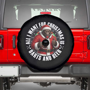 Funny Santa Bigfoot Dartist Beer Lover Spare Tire Cover Merry Dartsmas Christmas Gift TS12 Black Print Your Wear