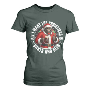 Funny Santa Bigfoot Dartist Beer Lover T Shirt For Women Merry Dartsmas Christmas Gift TS12 Dark Forest Green Print Your Wear