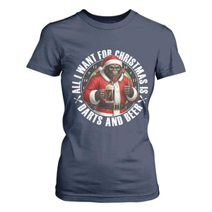 Funny Santa Bigfoot Dartist Beer Lover T Shirt For Women Merry Dartsmas Christmas Gift TS12 Navy Print Your Wear