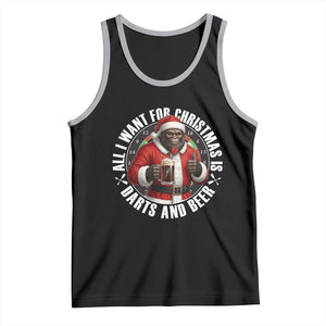 Funny Santa Bigfoot Dartist Beer Lover Tank Top Merry Dartsmas Christmas Gift TS12 Black Athletic Heather Print Your Wear