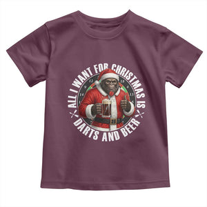 Funny Santa Bigfoot Dartist Beer Lover Toddler T Shirt Merry Dartsmas Christmas Gift TS12 Maroon Print Your Wear