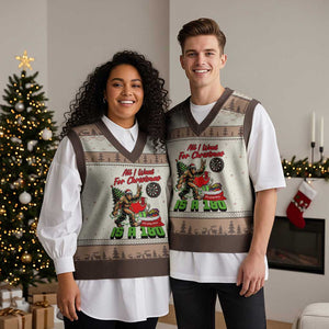 All I Want For Xmas Is A 180 V-Neck Knit Sweater Vest Bigfoot Lover Dartist Gift TS12 Mocha Mousse Print Your Wear