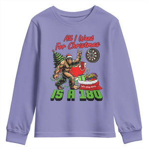 All I Want For Christmas Is A 180 Youth Sweatshirt Bigfoot Lover Dartist Gift TS12 Violet Print Your Wear