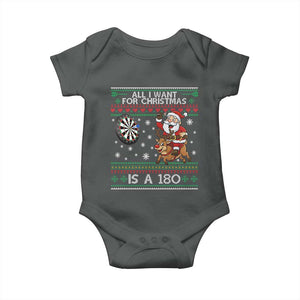 All I Want For Christmas Is A 180 Baby Onesie Santa Dart Player Xmas Gift TS12 Dark Heather Print Your Wear