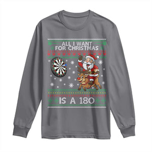 All I Want For Christmas Is A 180 Long Sleeve Shirt Santa Dart Player Xmas Gift TS12 Charcoal Print Your Wear