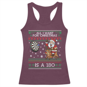All I Want For Christmas Is A 180 Racerback Tank Top Santa Dart Player Xmas Gift TS12 Maroon Print Your Wear