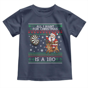 All I Want For Christmas Is A 180 Toddler T Shirt Santa Dart Player Xmas Gift TS12 Navy Print Your Wear