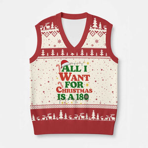 Funny Dart Player V-Neck Knit Sweater Vest All I Want For Xmas Is A 180 TS12 Beige Red Print Your Wear