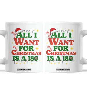 Funny Dart Player Coffee Mug All I Want For Christmas Is A 180 TS12 White Print Your Wear