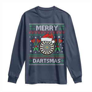 Christmas Dart Player Gift Long Sleeve Shirt Merry Dartsmas TS12 Navy Print Your Wear