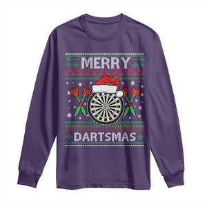 Christmas Dart Player Gift Long Sleeve Shirt Merry Dartsmas TS12 Purple Print Your Wear