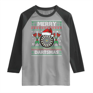 Christmas Dart Player Gift Raglan Shirt Merry Dartsmas TS12 Sport Gray Black Print Your Wear