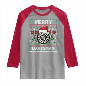 Christmas Dart Player Gift Raglan Shirt Merry Dartsmas TS12 Sport Gray Red Print Your Wear