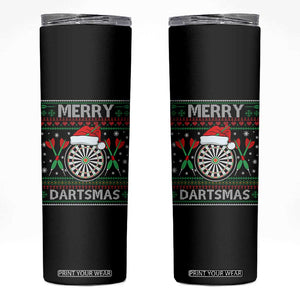 Christmas Dart Player Gift Skinny Tumbler Merry Dartsmas TS12 Black Print Your Wear