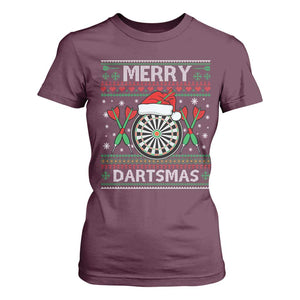Christmas Dart Player Gift T Shirt For Women Merry Dartsmas TS12 Maroon Print Your Wear