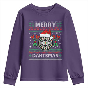 Christmas Dart Player Gift Youth Sweatshirt Merry Dartsmas TS12 Purple Print Your Wear