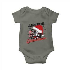 Funny Dart Player Aim For Christmas Baby Onesie Gift For Dartist TS12 Military Green Print Your Wear