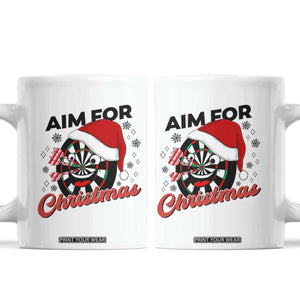 Funny Dart Player Aim For Christmas Coffee Mug Gift For Dartist TS12 White Print Your Wear