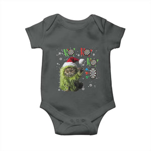 Funny Cat Throwing Dart Ho Ho Ho Baby Onesie Christmas Gift For Dart Player TS12 Dark Heather Print Your Wear