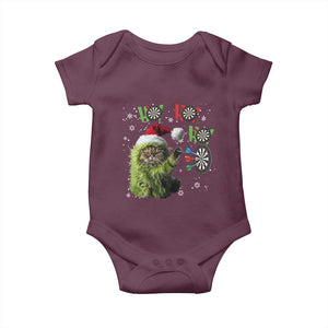 Funny Cat Throwing Dart Ho Ho Ho Baby Onesie Christmas Gift For Dart Player TS12 Maroon Print Your Wear