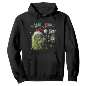 Funny Cat Throwing Dart Ho Ho Ho Hoodie Christmas Gift For Dart Player TS12 Black Print Your Wear