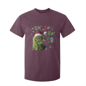 Funny Cat Throwing Dart Ho Ho Ho T Shirt For Kid Christmas Gift For Dart Player TS12 Maroon Print Your Wear