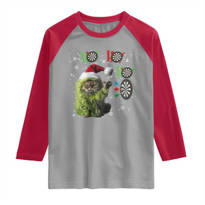 Funny Cat Throwing Dart Ho Ho Ho Raglan Shirt Christmas Gift For Dart Player TS12 Sport Gray Red Print Your Wear
