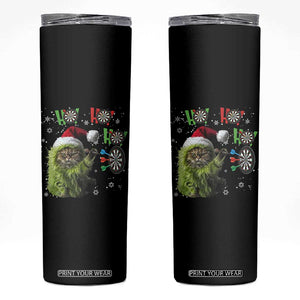 Funny Cat Throwing Dart Ho Ho Ho Skinny Tumbler Christmas Gift For Dart Player TS12 Black Print Your Wear