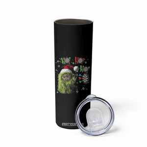 Funny Cat Throwing Dart Ho Ho Ho Skinny Tumbler Christmas Gift For Dart Player TS12 Print Your Wear
