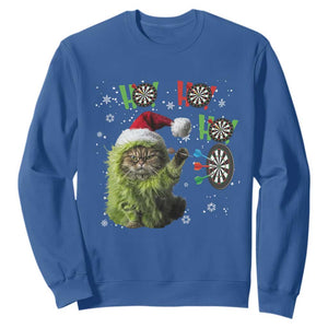 Funny Cat Throwing Dart Ho Ho Ho Sweatshirt Christmas Gift For Dart Player TS12 Royal Blue Print Your Wear