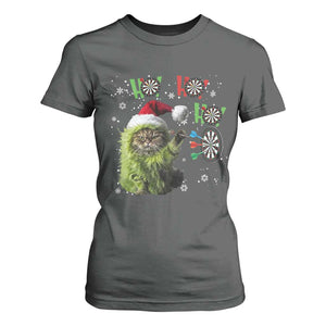 Funny Cat Throwing Dart Ho Ho Ho T Shirt For Women Christmas Gift For Dart Player TS12 Dark Heather Print Your Wear