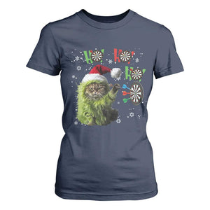 Funny Cat Throwing Dart Ho Ho Ho T Shirt For Women Christmas Gift For Dart Player TS12 Navy Print Your Wear