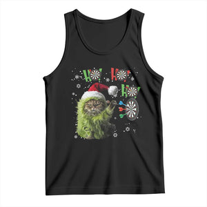 Funny Cat Throwing Dart Ho Ho Ho Tank Top Christmas Gift For Dart Player TS12 Black Print Your Wear