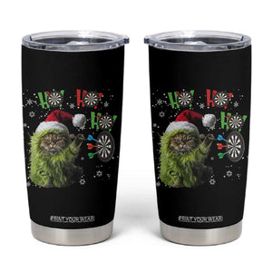 Funny Cat Throwing Dart Ho Ho Ho Tumbler Cup Christmas Gift For Dart Player TS12 Black Print Your Wear