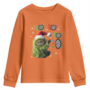 Funny Cat Throwing Dart Ho Ho Ho Youth Sweatshirt Christmas Gift For Dart Player TS12 Orange Print Your Wear