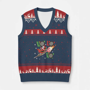 Xmas Dart Game V-Neck Knit Sweater Vest Funny Ho Ho Ho Dart Player Holiday Gift TS12 Navy Red Print Your Wear