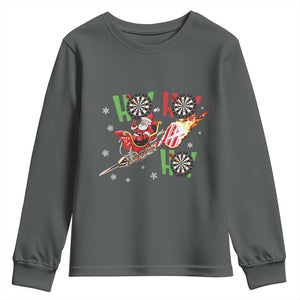 Christmas Dart Game Youth Sweatshirt Funny Ho Ho Ho Dart Player Holiday Gift TS12 Dark Heather Print Your Wear