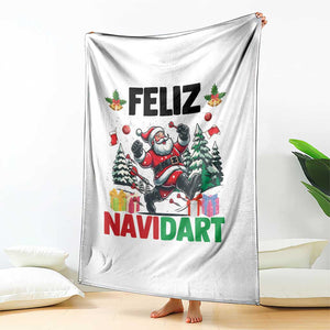 Dartist Feliz Navidart Throw Blanket Funny Santa Running From Darts Christmas Gift TS12 Print Your Wear