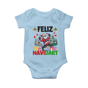 Dartist Feliz Navidart Baby Onesie Funny Santa Running From Darts Christmas Gift TS12 Light Blue Print Your Wear