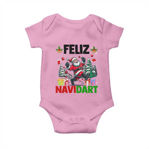 Dartist Feliz Navidart Baby Onesie Funny Santa Running From Darts Christmas Gift TS12 Light Pink Print Your Wear
