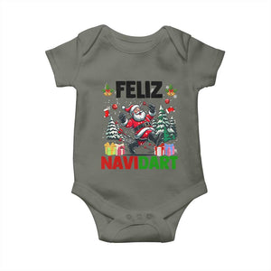 Dartist Feliz Navidart Baby Onesie Funny Santa Running From Darts Christmas Gift TS12 Military Green Print Your Wear