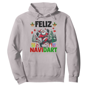 Dartist Feliz Navidart Hoodie Funny Santa Running From Darts Christmas Gift TS12 Ice Gray Print Your Wear