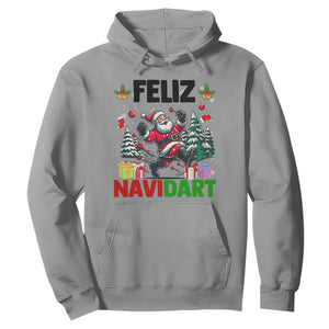 Dartist Feliz Navidart Hoodie Funny Santa Running From Darts Christmas Gift TS12 Sport Gray Print Your Wear