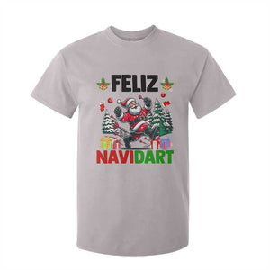 Dartist Feliz Navidart T Shirt For Kid Funny Santa Running From Darts Christmas Gift TS12 Ice Gray Print Your Wear
